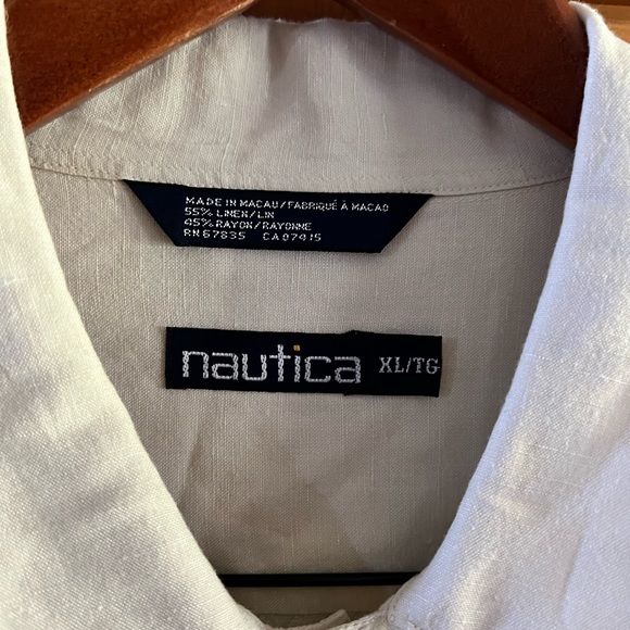 Nautica Men’s Linen Rayon Short Sleeve Collared Button Up Shirt. LIKE NEW XL/TG - Picture 3 of 8